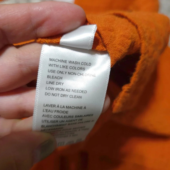 URBAN OUTFITTERS Orange Seersucker Wrap Mini Skirt, Linen Blend, Pleated Back, S - Picture 11 of 15